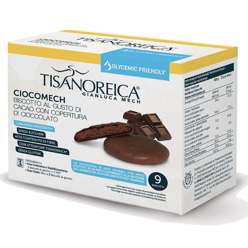 TISANOREICA CIOCOMECH CACAO GLYCEMIC FRIENDLY ( 9 BISCOTTI DA 13 gr)