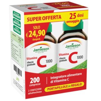 Jamieson Vitamina C1000 timed release, 200 cpr Duo Pack + portapillole Omaggio