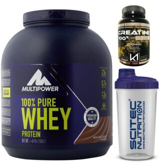 MULTIPOWER 100% Pure Whey Protein 2 kg Proteine + 100% Creatine 100gr K1 e SHAKER