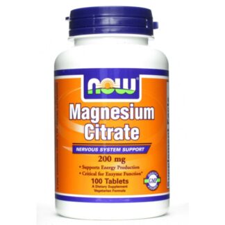 NOW FOODS Magnesium Citrate 200 mg. 100 cpr. Puro Magnesio Citrato in Compresse