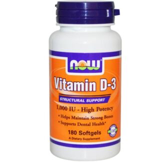 NOW FOODS  VIT D3- 1000 180 Perle Integratore Vitamina D3 Ossa, Denti e Capelli