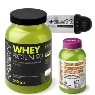 +WATT Proteine del Siero Latte Isolate Whey 90 750 gr + 100 Aminoacidi Ramificati