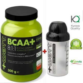 +WATT Ramificati BCAA+ POLVERE 8:1:1 KYOWA 300gr AMINOACIDI + VITAMINE  SHAKER