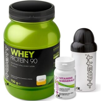 +Watt Whey 90 750 gr. Proteine Siero Isolate + Vitamins  Minerals 30 cpr  Vitamine + SHAKER