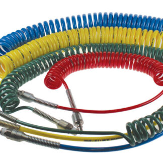 Tubo spiralato Legris in Poliuretano, L. 4m max, Øint 7mm, Øest 10mm, R 1/4, col. Blu