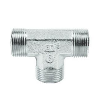 Raccordo a T da tubo a tubo Parker, connettore A: Maschio cono 24° DIN, B: Maschio cono 24° DIN, in Acciaio