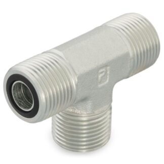 Raccordo intermedio a T idraulico a compressione Parker, connettore A: 1/4 poll., B: 1/4 poll., in Acciaio